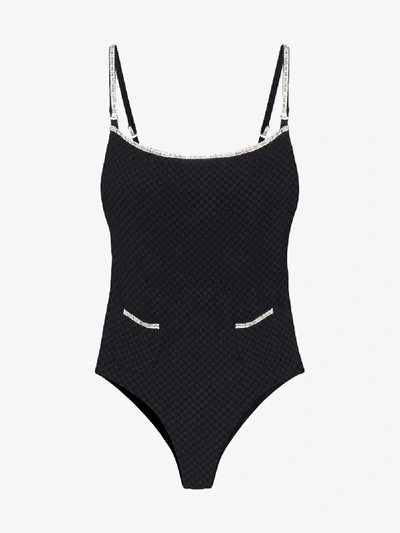 Shop Leslie Amon Coco Textured Swimsuit In Black