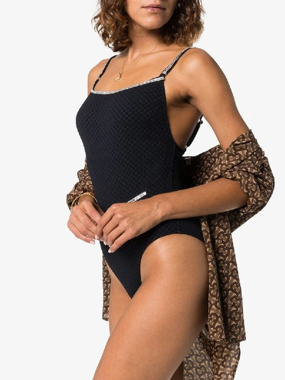 Shop Leslie Amon Coco Textured Swimsuit In Black