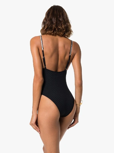 Shop Leslie Amon Coco Textured Swimsuit In Black