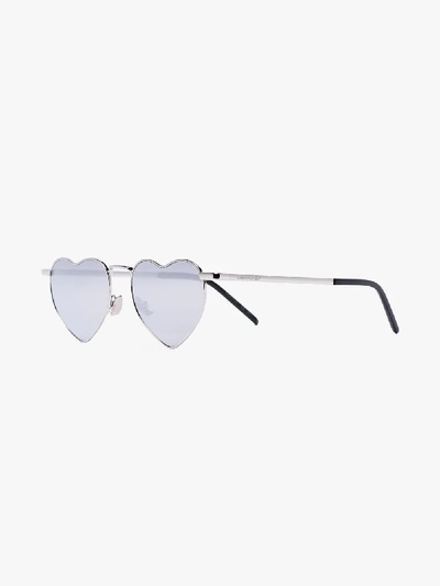 Shop Saint Laurent Metallic Heart Sunglasses