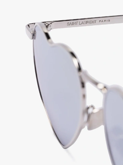 Shop Saint Laurent Metallic Heart Sunglasses