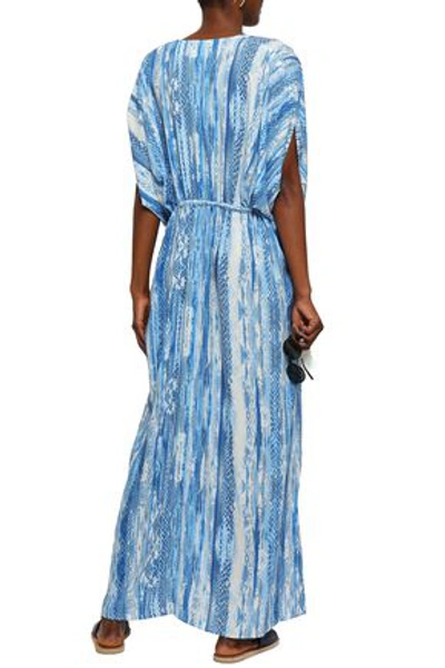 Shop Melissa Odabash Printed Voile Kaftan In Light Blue