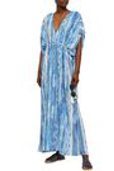 Shop Melissa Odabash Printed Voile Kaftan In Light Blue