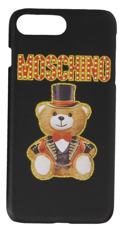 Shop Moschino Teddy Circus Logo Iphone Cover In Black