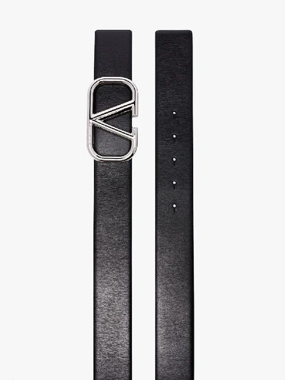 Shop Valentino Black Vlogo Leather Belt