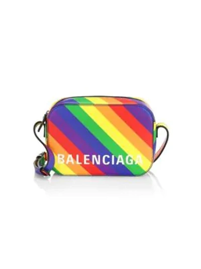 Shop Balenciaga Extra-small Ville Rainbow Leather Camera Bag In Multi