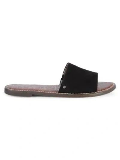 Shop Sam Edelman Gio Suede Flat Sandals In Black