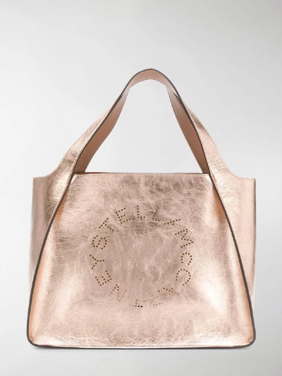 Shop Stella Mccartney Stella Logo Tote Bag In Gold