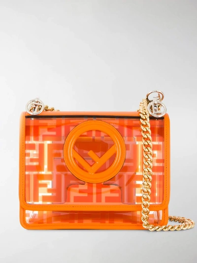 Shop Fendi Kan I Ff Logo Print Cross Body Bag In Orange