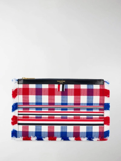 Shop Thom Browne Checked Clutch In Red