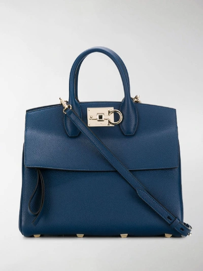 Shop Ferragamo Medium Studio Tote Bag In Blue