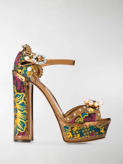Shop Dolce & Gabbana Keira Platform Sandals In Gold