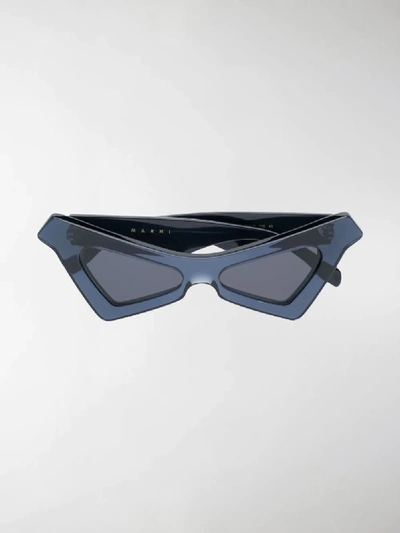 Shop Marni Geometric Cat Eye Sunglasses In Blue