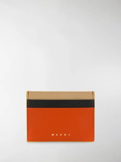 Shop Marni Colour Block Card Holder In Orange