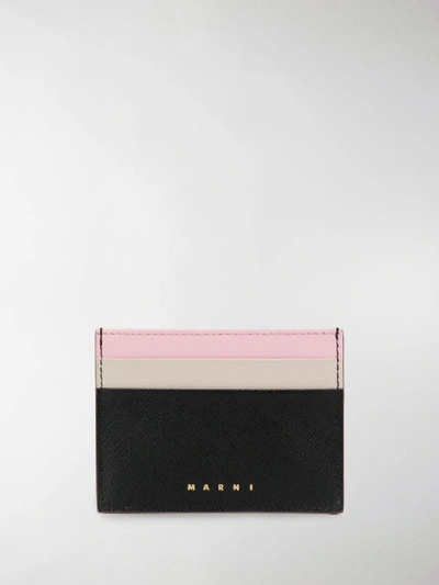 Shop Marni Colour Block Card Holder In Black