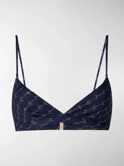 Shop Stella Mccartney Monogram Bikini Top In Blue