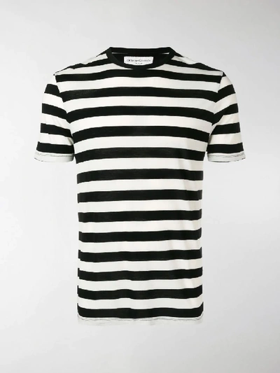 Shop Officine Generale Striped Print T-shirt In White