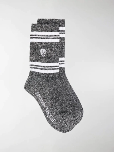 Shop Alexander Mcqueen Skull Knitted Socks In Metallic