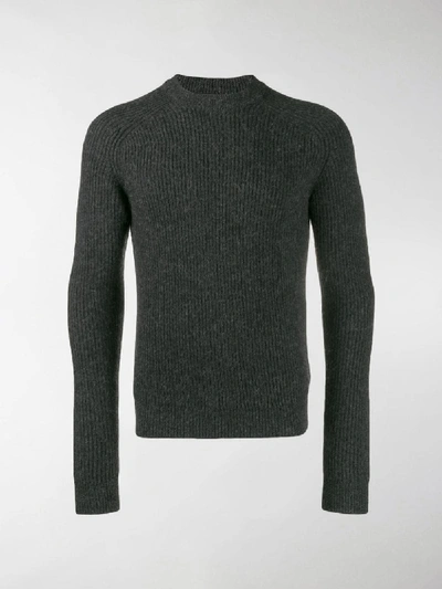 Shop Prada Ribbed Knit Jumper In Grey