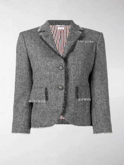 Shop Thom Browne Donegal Fray Blazer In Grey