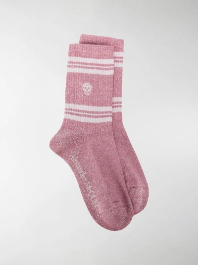 Shop Alexander Mcqueen Skull Knitted Socks In Pink