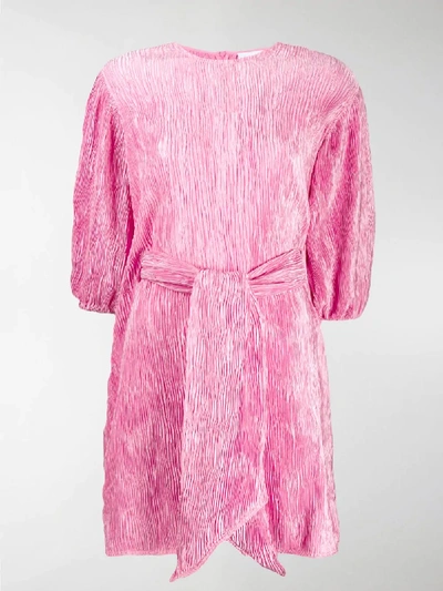 Shop Ganni Tie Fastened Shift Dress In Pink