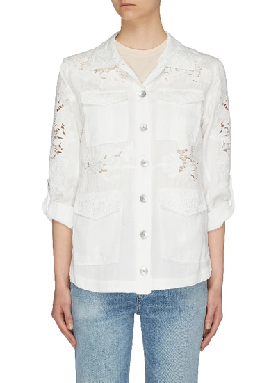 Shop Alice And Olivia 'charline' Lace Panel Lyocell Military Jacket