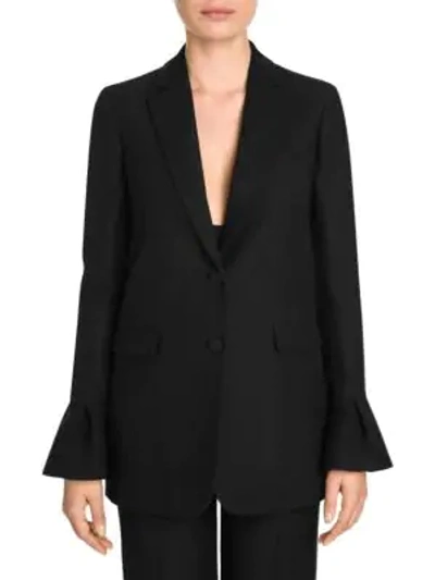 Shop Valentino Women's Bell Sleeve Long Blazer In Black