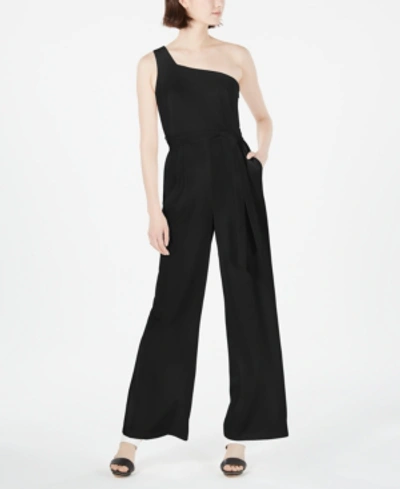 Shop Calvin Klein One-shoulder Jumpsuit In Black