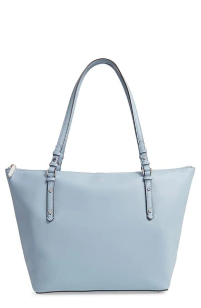 Shop Kate Spade Large Polly Leather Tote - Blue In Horizon Blue