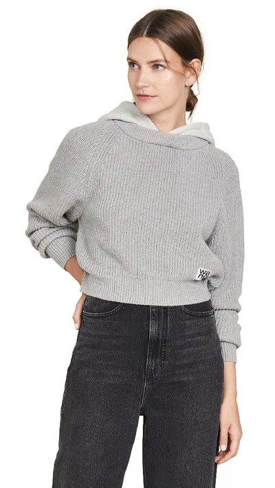 Shop Alexander Wang T Utility Hoodie Sweater In Heather Grey
