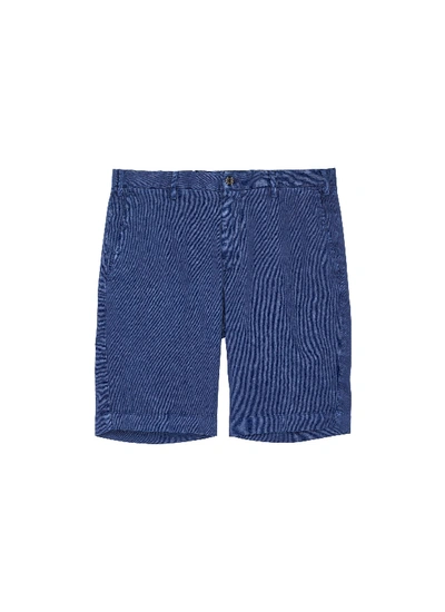 Shop Lardini Garment-dyed Flax-cotton Twill Shorts In Navy