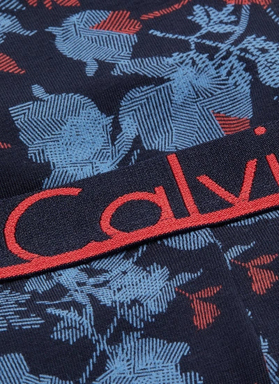 Shop Calvin Klein Underwear 'ck Id' Logo Waistband Leaf Print Trunks In Black / Multi-colour