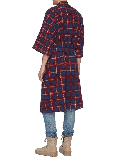 Shop Fear Of God Belted Tartan Plaid Flannel Robe Coat