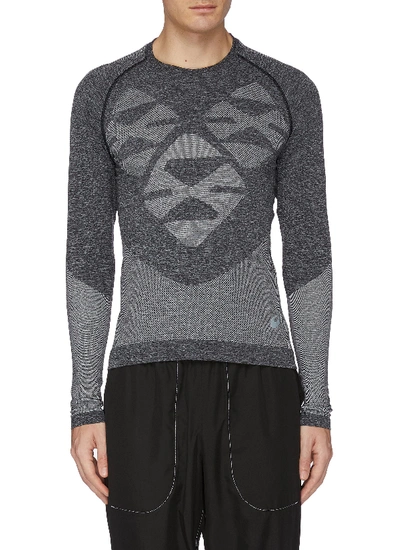 Shop Kiko Kostadinov X Asics Geometric Jacquard Seamless Long Sleeve T-shirt In Marled Charcoal Grey