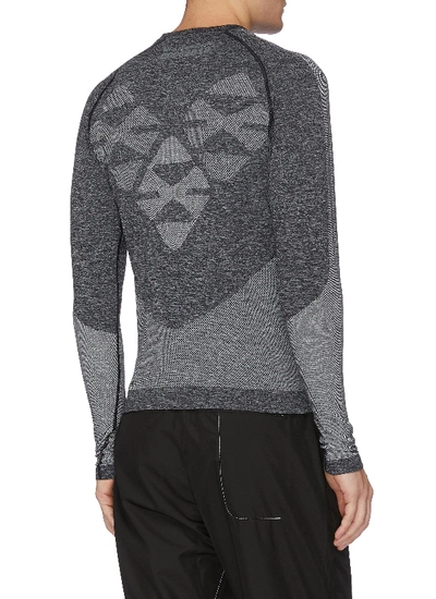 Shop Kiko Kostadinov X Asics Geometric Jacquard Seamless Long Sleeve T-shirt In Marled Charcoal Grey