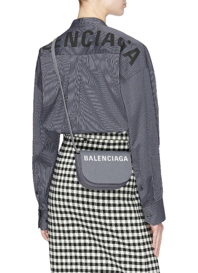 Shop Balenciaga 'ville Day Xs' Logo Print Grainy Leather Crossbody Bag In Grey