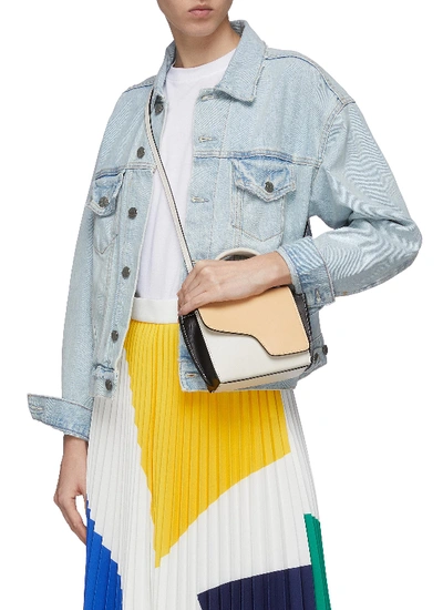 Shop Atp Atelier Montalcino' Colourblock Mini Top Handle Leather Bag In Beige / Multi