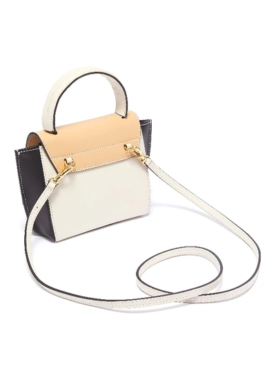 Shop Atp Atelier Montalcino' Colourblock Mini Top Handle Leather Bag In Beige / Multi