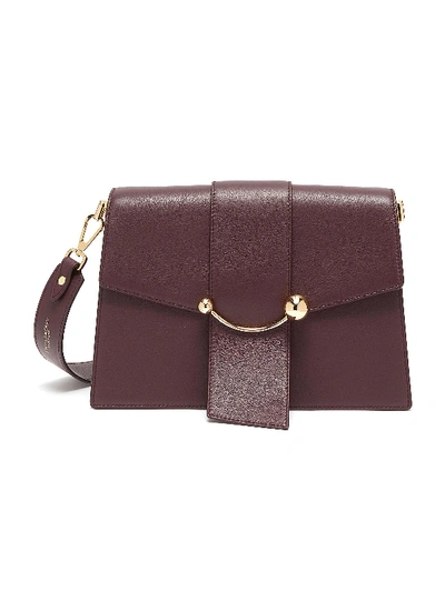 Shop Strathberry 'crescent' Arc Bar Leather Shoulder Bag In Red