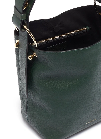Shop Strathberry 'lana Midi' Leather Bucket Bag In Bottle Green