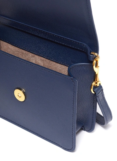 Shop Jw Anderson 'logo' Plate Mini Leather Crossbody Bag In Blue