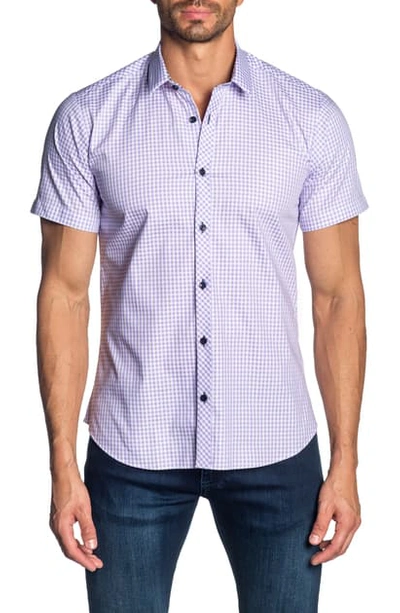 Shop Jared Lang Gingham Sport Shirt In Lilac Gingham