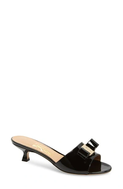 Shop Ferragamo Ginostra Bow Slide Sandal In Black