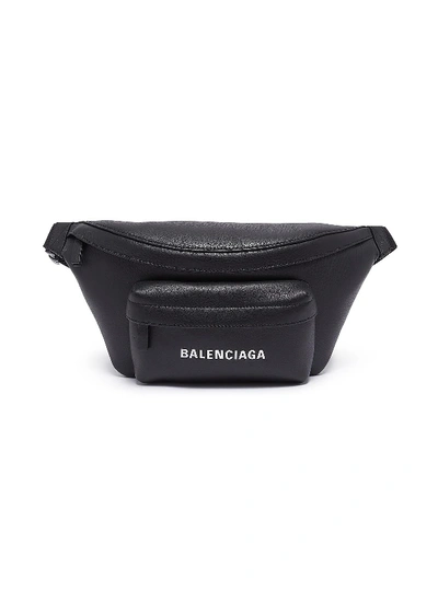 Balenciaga 'everyday' Logo Print Leather Bum Bag In Black | ModeSens