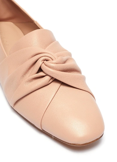 Shop Vince 'haddie' Knot Leather Slip-ons In Praline