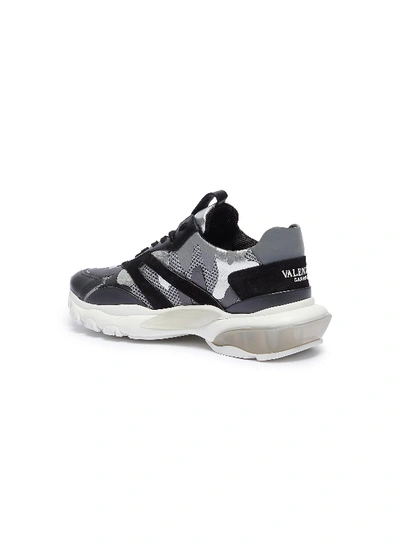 Shop Valentino Chunky Outsole Camouflage Print Mesh Sneakers
