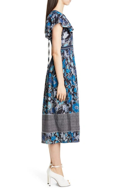 Shop Ulla Johnson Lottie Floral Print Midi Dress In Lapis