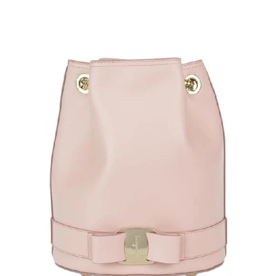 Shop Ferragamo Salvatore  Vara Bow Bucket Bag In Pink