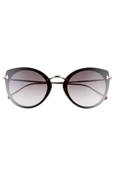 Shop Tom Ford 63mm Cateye Sunglasses In Black/ Gold/ Gradient Smoke